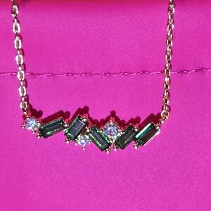 Adina Eden Green CZ Baguette Necklace
